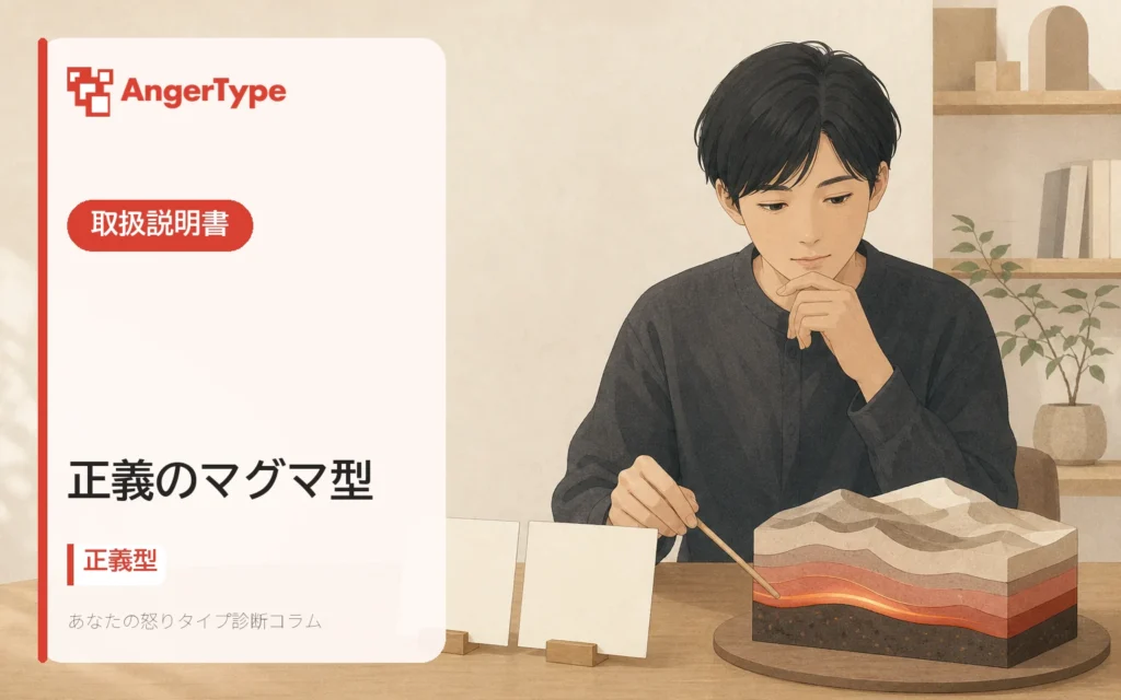 正義のマグマ型の取扱説明書を表現したイラスト