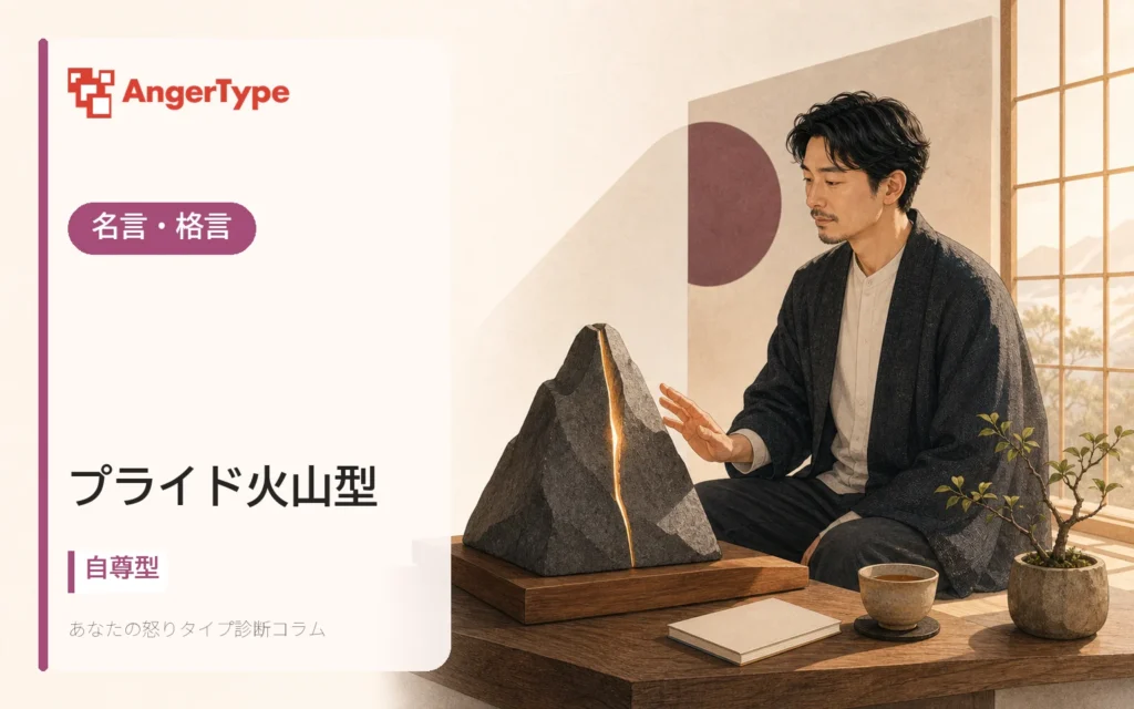 プライド火山型の名言・格言を表現したイラスト