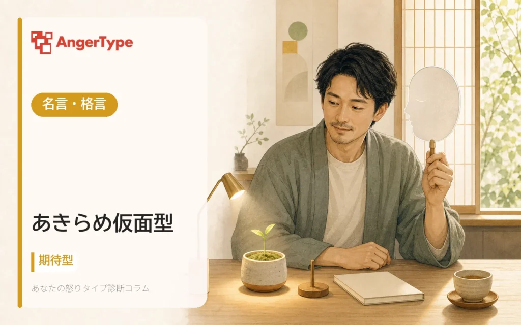 あきらめ仮面型の名言・格言を表現したイラスト