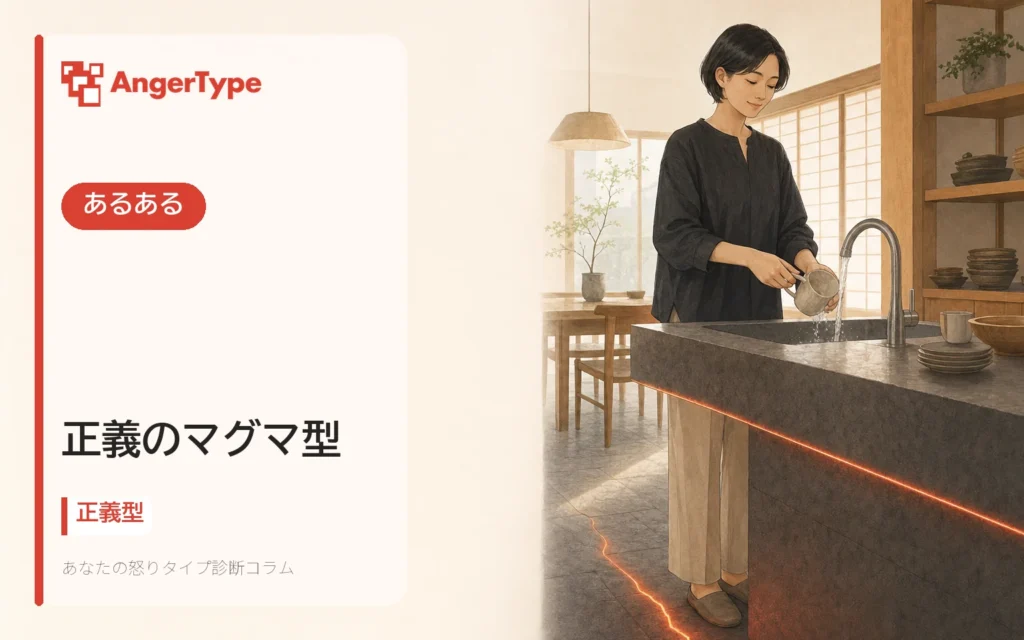 正義のマグマ型のあるあるを表現したイラスト