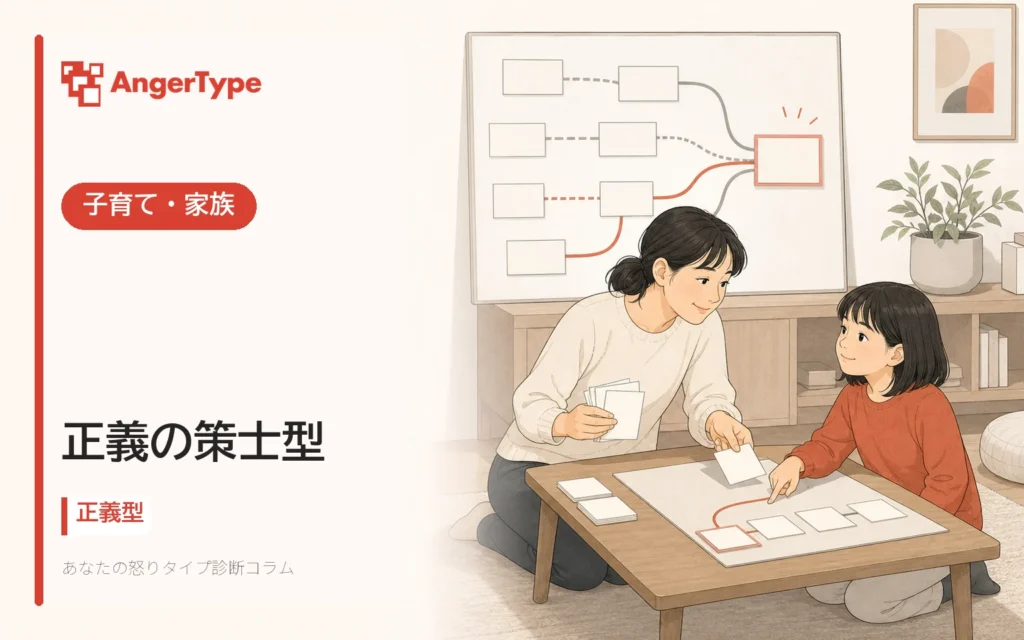 正義の策士型の子育て・家族を表現したイラスト