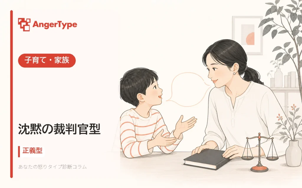 沈黙の裁判官型の子育て・家族を表現したイラスト