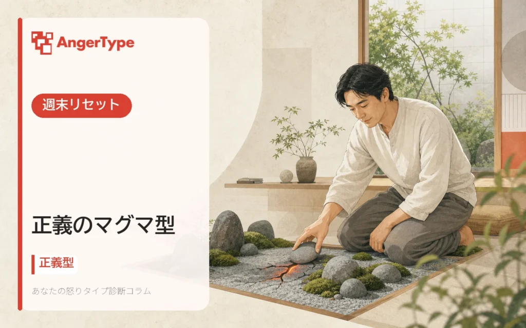 正義のマグマ型の週末リセットを表現したイラスト