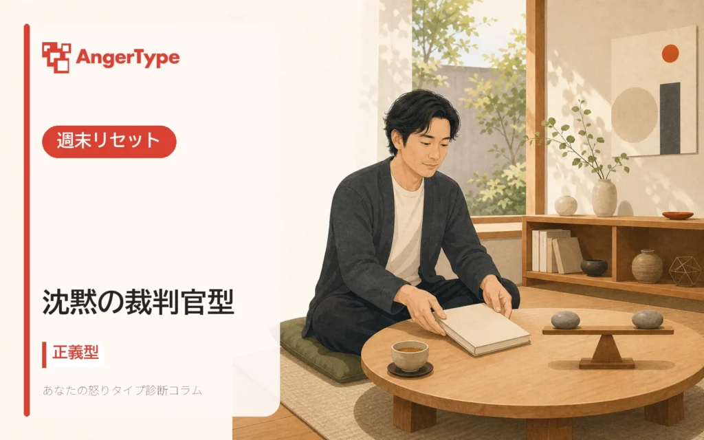 沈黙の裁判官型の週末リセットを表現したイラスト