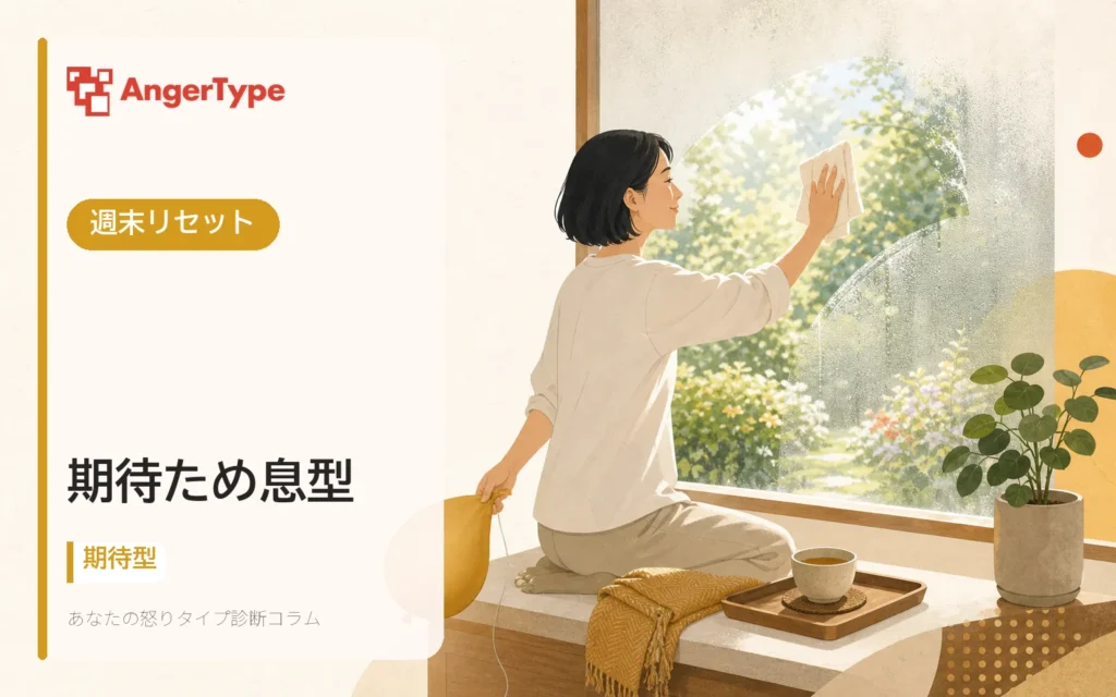 期待ため息型の週末リセットを表現したイラスト