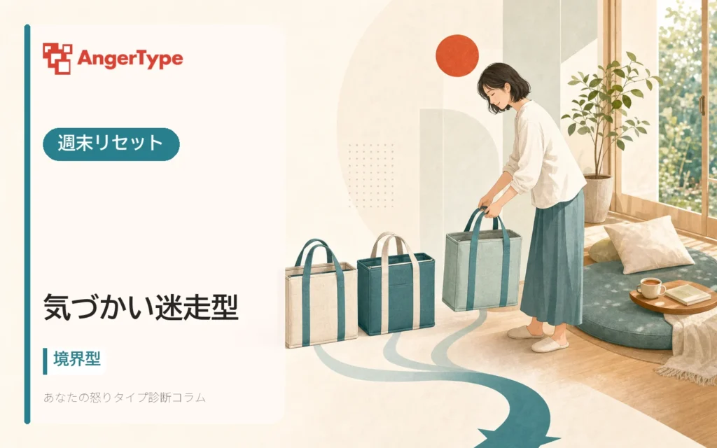 気づかい迷走型の週末リセットを表現したイラスト