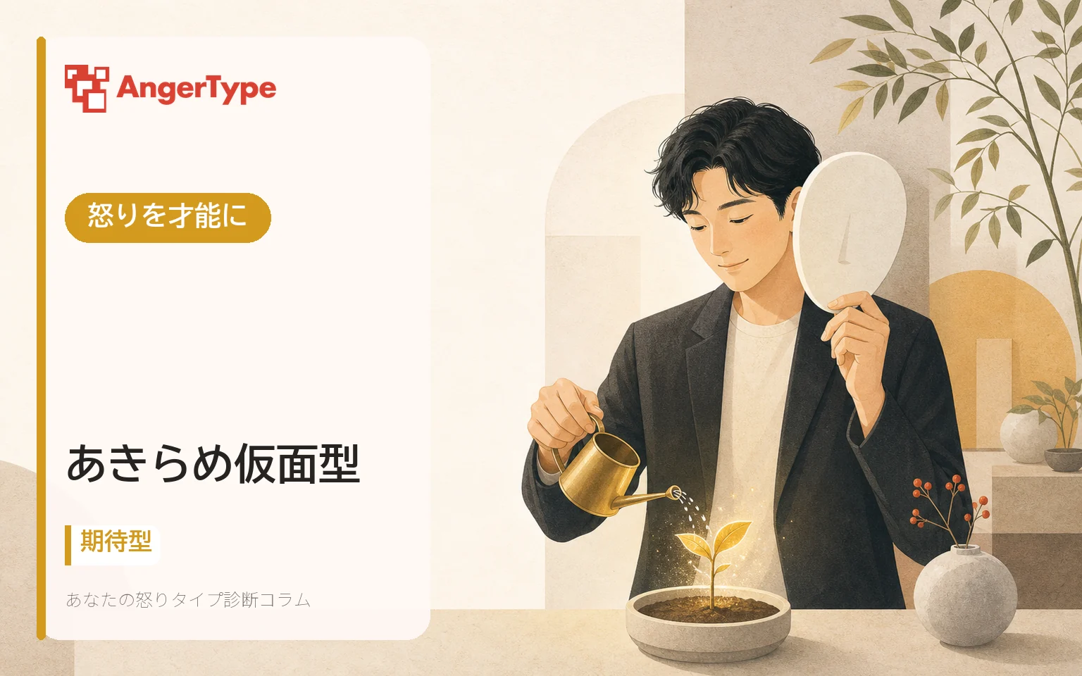 あきらめ仮面型の怒りを才能にを表現したイラスト