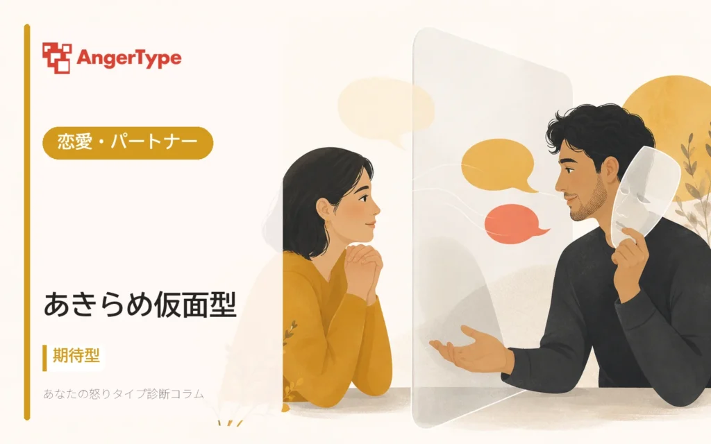 あきらめ仮面型の恋愛・パートナーを表現したイラスト
