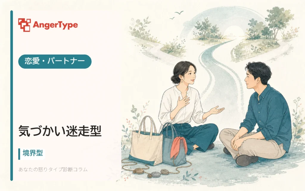 気づかい迷走型の恋愛・パートナーを表現したイラスト