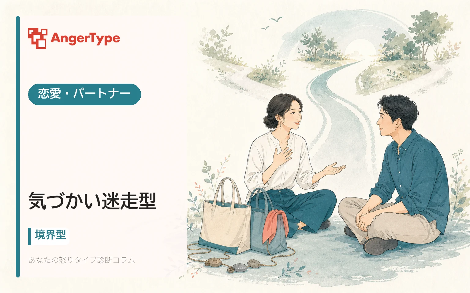 気づかい迷走型の恋愛・パートナーを表現したイラスト