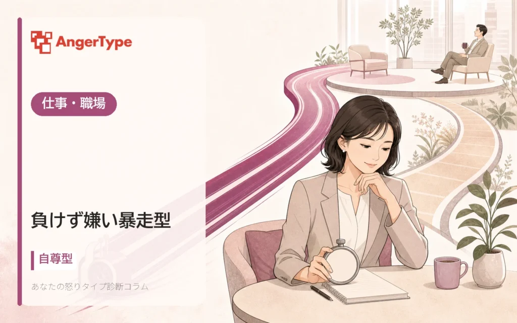 負けず嫌い暴走型の仕事・職場を表現したイラスト