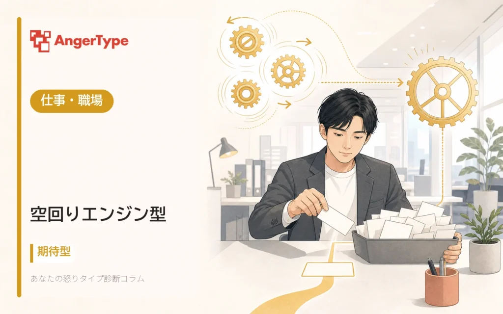 空回りエンジン型の仕事・職場を表現したイラスト