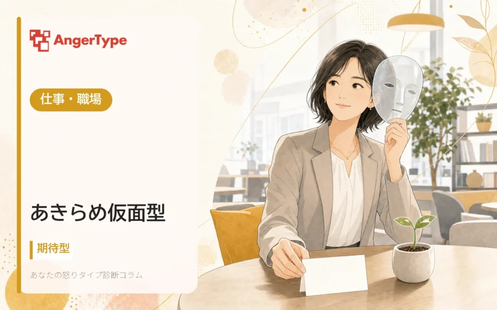 あきらめ仮面型の仕事・職場を表現したイラスト